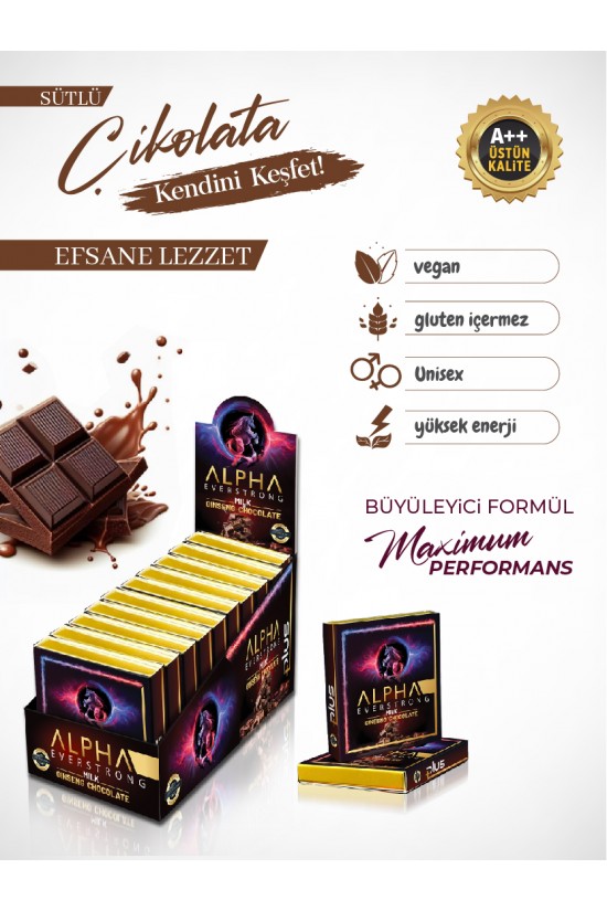 Alpha Ginseng Yetişkin Sütlü Çikolata ( 10 ADET X 25 GR ) Alpha Ginseng Yetişkin Sütlü Çikolata ( 10 ADET X 25 GR )